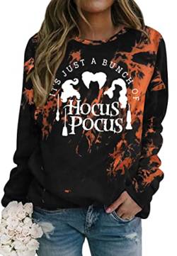 hohololo Halloween Sweatshirt Damen Hocus Pocus Langarmshirts Sanderson Sisters Pullover Tops Bluse von hohololo