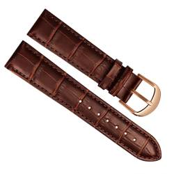 honyeuk Echtes Leder-Uhrenarmband für Markengürtel, Damen-Uhrenarmband, mehrfarbiges Uhrenarmband(Brown Rosegold,18mm) von honyeuk