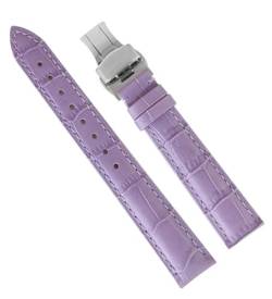 honyeuk Frauen-Leder-Uhrenarmbänder Für PP-Uhrenarmband Für Omega-Uhrenarmband Für Tissot Lady-Armband(Purple silver,16mm) von honyeuk