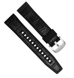 honyeuk Leder+Silikon-Uhrenarmband Für Seiko Skx Sportarmband Für Omega Seamaster Plant Ocean Uhrenarmband Mit Stahlschnalle(Bamboo-black-01) von honyeuk