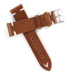 honyeuk Leder-Uhrenarmband für Herren-Armband, handgefertigte Nähte, Ersatzgürtel(Brown-white line,22mm) von honyeuk