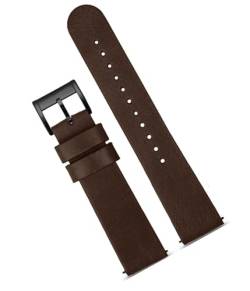 honyeuk Uhrenarmband, minimalistisches Retro-Armband mit Schnellverschluss, dunkelbraunes, weiches Echtlederarmband(Dark Brown Black,18mm) von honyeuk