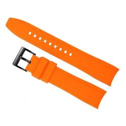 hoosouk Für Longine BN0193 gebogene Schnittstelle Silikon weiches Armband Armband 19mm 20mm 22mm 21mm Mann Armband Zubehör(Orange black,20mm) von hoosouk