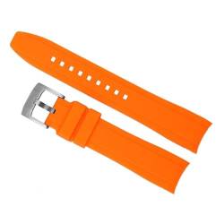 hoosouk Für Longine BN0193 gebogene Schnittstelle Silikon weiches Armband Armband 19mm 20mm 22mm 21mm Mann Armband Zubehör(Orange silver,21mm) von hoosouk