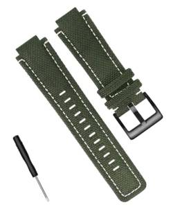 hoosouk Männer Leinwand Armband Geeignet Für Timex Tide Kompass T2N720 T2N721 T2N739 Nylon Uhr Strap Ersatz Zubehör(Green White Black) von hoosouk