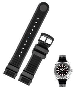 hoosouk Männer Silikon Sport Uhr Band Für Seiko SRP601J1 Wasser Geist Konserven Uhr Armband Tauchen Wasserdichte Armband(Black,20mm) von hoosouk