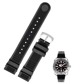 hoosouk Männer Silikon Sport Uhr Band Für Seiko SRP601J1 Wasser Geist Konserven Uhr Armband Tauchen Wasserdichte Armband(Blacks,20mm) von hoosouk