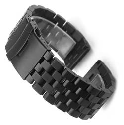 hoosouk Metall-Uhrenarmband, Premium-Uhrenarmband aus massivem Edelstahl für Männer und Frauen(Black01,24mm) von hoosouk