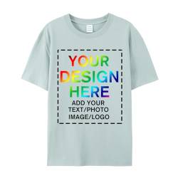 Personalisiertes T-Shirt mit Fototext und Logo, personalisiertes T-Shirt für Herren, Damen und Kinder, Haze Blue, XL von huale POD