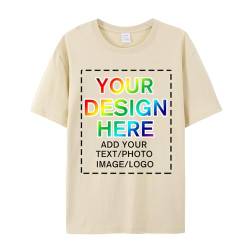 Personalisiertes T-Shirt mit Fototext und Logo, personalisiertes T-Shirt für Herren, Damen und Kinder, Sandfarbe, XX-Large von huale POD