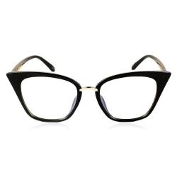 iB-iP Damen Retro Katzenaugen Brille Schwarz Leopard Modeglas, Größe: Einheitsgröße, Schwarz von iB-iP