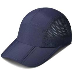 iBasingo Klappbare Baseball Kappe Sommer Masche Laufende Hüte Visiere Sport Hut Sport wasserdichter Hut Fernlastfahrer-Hut Wandern Radfahren einstellbar Unisex Deckel(Navy) BVH07 von iBasingo