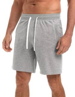 iClosam Kurze Hosen Herren Sporthose Jogginghose Shorts Bermuda Sommer Baumwolle Stretchstoff Sport Shorts mit Kordelzug und praktischen Taschen von iClosam