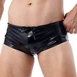 iEFiEL Herren Wetlook Shorts Badehose Badeshorts Swim Shorts Men Swimming Sporthose Kurze Hose Schnelltrockend Sport Schwimmhose Mit Kordelzug S-4XL A Schwarz L von iEFiEL