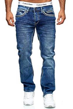 iProfash Herren Jeans Hose Denim- Washed Straight Cut Regular Stretch Dicke W29-W44 5179 5179 - BLAU W38 / L32 von iProfash