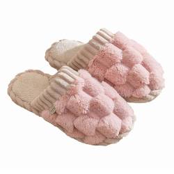 iSpchen Damen Hausschuhe Plüsch Winter Flauschig Pantoffeln Warm Bequeme Slippers zum Reinschlüpfen Hausschuhe runde Zehenpartie weiche Sohle Pantoffeln für drinnen und draußen,Rosa,38 von iSpchen