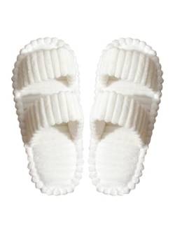 iSpchen Liebespaar Pantoffeln Slippers Slippers einfaches an- und ausziehen Winter Kuschelige Warme Schuhe Indoor Mädchen Frauen Unisex,Weiß #36 von iSpchen