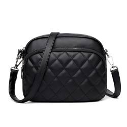 iSpchen Stylisch Umhängetaschen Damen, kleine Bauchtasche Crossbody Schultertasche PU Leder karierte Tasche mit Verstellbar Abnehmbar Schultergurt, Tragbare Handytasche Geldbörse,Schwarz von iSpchen