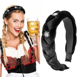 iZoeL Trachten Haarreif Dirndl Samt Stirnband Geflochten Stirnband Vintage Haarreifen Trachten Oktoberfest Haarschmuck Damen Mädchen Schwarz von iZoeL