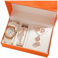 ibettertec Quarzuhr  Geschenk Damen Armbanduhr Armband Halskette Ring Ohrring Schmuck Set, (Elegant Analog Quarz Uhr mit Digital Zifferblatt und Elastisch Legierung Armband .Frauen Mädchen Strass Quarzuhr für Weihnachten Bracelet Jewelry Set.Damengeschenke, Weihnachten, Valentinstag, Hochzeitstag, Muttertag,Lehrertag, 4-tlg., Geburtstage usw Es kann als Schmuckdisplay,Brautschmuckzubehör), Kunstfotos usw.verwendet werden.Hochwertige Geschenkbox von ibettertec