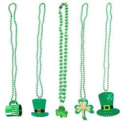 ifundom 5St Irische Festival-Perlenkette St. Patricks Day Halskette Kleeblatt Halskette shamrock st patricks day Halskette zum Heiligen Patrick Tag st. Patricks Day Accessoires Plastik von ifundom