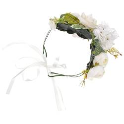 ifundom Haarspangen Blumenkopfschmuck Brautblumenkrone Tiara Für Mädchen Brauthaarteil Brautstirnbänder Für Die Hochzeit Stirnbänder Für Damen Stoff Stirnband Fräulein Weiß Bohemien von ifundom