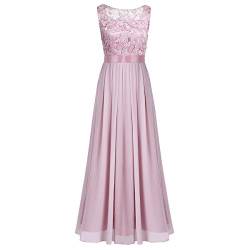 iiniim Damen Elegant Abendkleid Brautjungfer Cocktailkleid Chiffon Faltenrock Langes Kleid Festlich Hochzeit Partykleid Dusty Rose 38 von iiniim