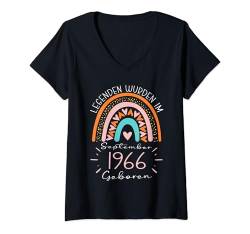 Damen Legenden wurden im September 1966 geboren T-Shirt mit V-Ausschnitt von im September geborenes Geburtstagsgeschenk