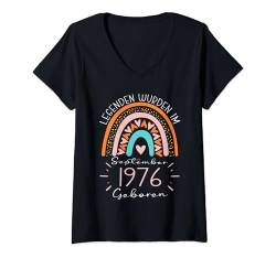 Damen Legenden wurden im September 1976 geboren T-Shirt mit V-Ausschnitt von im September geborenes Geburtstagsgeschenk