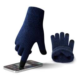 ineepor Alpaka Handschuhe Herren Damen Winter Strickhandschuhe Thermo Warme Wolle Gloves Touchscreen Fäustlinge Grip Weich Rutschfest Flexible,Marineblau,S von ineepor