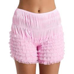 inhzoy Damen Spitze Shorts Rüschen Slip Höschen Panty Frauen Vintage Dessous Babydoll Unterwäsche kurz Schlafhose Rosa XXL von inhzoy