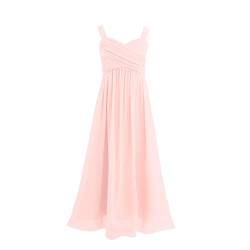 inlzdz Mädchen Chiffon Blumenmädchen Kleid Festlich Partykleid Prinzessin Festkleid Sommer Abendkleid Faltenkleid Hochzeit Brautjungfer Geburtstag Pearl Rosa 164 von inlzdz