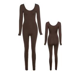 Langarm-Workout-Overall, Langarm-Strampler für Damen,Hochelastischer, lässiger Yoga-Sport-Strampler | Winter Fitness Hohe Taille Einfarbig Herbst Hohe Elastizität Yoga Overall Itrimaka von itrimaka