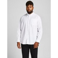 Jack & Jones Langarmhemd Einfarbiges Plus Size Hemd Übergrößen Business Shirt JJEOXFORD 4447 in Weiß von jack & jones