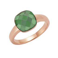 jamelli Damen-Ring 925 Silber teilvergoldet Quarz grün Quadratschliff Gr. 52 (16.6) - 300270060J-054 von jamelli