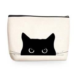 jealance Make-up-Tasche für Katzen, Kosmetiktasche, Geschenk für Frauen, Katzenliebhaber, Katzenmutter, niedliches Katzenzubehör für Mädchen, Freunde, Geburtstag, Weihnachten, Schwarz Cat10, 9.7" x von jealance