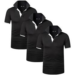 jeansian Herren 3 Stuck Mischen Pack Sport Polo T-Shirt LSL322_3Black_M von jeansian