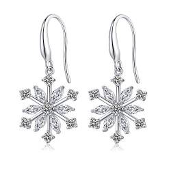 Schneeflocke Ohrringe Hängend Silber Schneeflocke Baumeln Ohrringe Silber 925 Damen Schneeflocke Ohrhänger Silber Schneeflocke Schmuck zu Weihnachten Diamant Schneeflocke Ohrringe von jiamiaoi