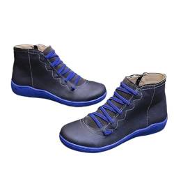 jiaonayiyi Damen Casual Winterschuhe Damen Runde Spitze rutschfeste Freizeitschuhe im Vier-Jahreszeiten-Stil,Blau,41 EU von jiaonayiyi