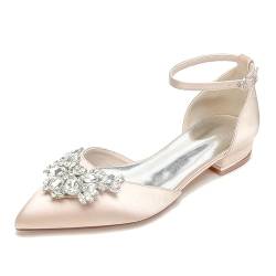 jiaonayiyi Damen Geschlossene Zehe Spitze Strass Sandalen Hochzeit Party Abend Brautschuhe,c,42 EU von jiaonayiyi