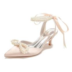 jiaonayiyi Damen mit Spitzen Perlenabsätzen, Elegante Sandalen, Satinabsätze mit Perlenbändern, Abschlussballschuhe für Hochzeitsfeiern.,c,42 EU von jiaonayiyi