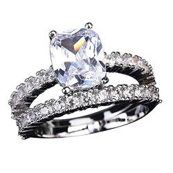 jieGorge Ringe gesetzt Mode Exquisite Voller Diamanten Ring Set Für Frauen Engagement Zirkon Ring Schmuck Geschenke Modekreativer, Leichter, Verstellbarer Persönlichkeitsring für Damen (Silver, 5) von jieGorge