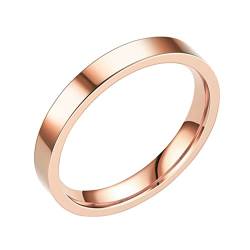 jieGorge Teenager~Mädchen~Schmuck 3MM Edelstahl Massive Ringe Ehering Ringe Für Frauen Ringe Für Männer Glatte Ringe Geometrie Ringe Größe 6 13 (Rose Gold, 8) von jieGorge