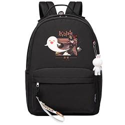 jiminhope Genshin Impact Rucksack Anime Hu Tao Print Kleiner Anhänger Reißverschluss Reiserucksack Niedliche Cartoon Student Tasche für Jungen Mädchen von jiminhope