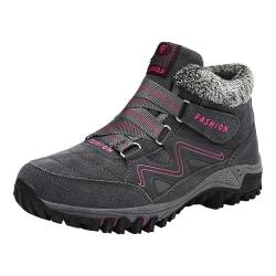 jkhhi Winterschuhe Herren Damen Warm Gefütterte Winter Schneestiefel Trekkingschuhe Wanderhalbschuhe Winterboots rutschfest Outdoor mit Klettverschluss von jkhhi