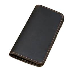 jonam Geldbörse für Damen Best Genuine Leather Personalised Wallet for Men with Checkbook Holder Long Pure Leather Wallet for Men Custom Engraved (Color : Dark Brown) von jonam