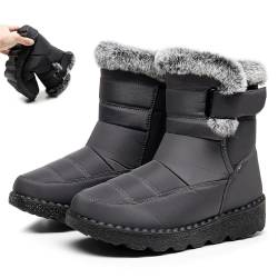 jyyyou 2024 Damen-Winterstiefel Zum Reinschlüpfen, Orthopädische Stiefeletten, Plateau-Stiefeletten Mit Fellfutter Und Seitlichem Reißverschluss, Rutschfeste Outdoor-Arbeitsstiefel (Grau,44) von jyyyou