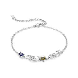 kaululu Armband mit Namen Personalisiert Damen Armband mit Gravur Namen Kinder Mutter Tochter Armband mit Geburtsstein Muttertagsgeschenk Geschenke für Frauen Personalisierte Geschenke von kaululu