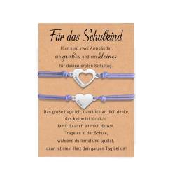 kaululu Mutter Tochter Armband Personalisiert Armband mit Namen Gravur Schulkind Armband für Jungen und Mädchen Schulanfang Geschenke Einschreibung Geschenke Mutter Tochter Geschenk (Lila) von kaululu