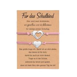 kaululu Mutter Tochter Armband Personalisiert Armband mit Namen Gravur Schulkind Armband für Jungen und Mädchen Schulanfang Geschenke Einschreibung Geschenke Mutter Tochter Geschenk (Rosa) von kaululu